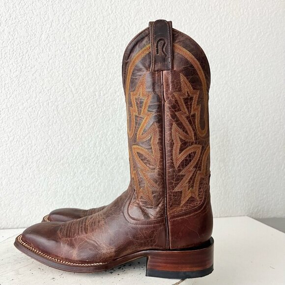 Rod Patrick Mens Cowboy Boots 8AA Brown Leather Western Square Toe 11" Shaft - Picture 4 of 10
